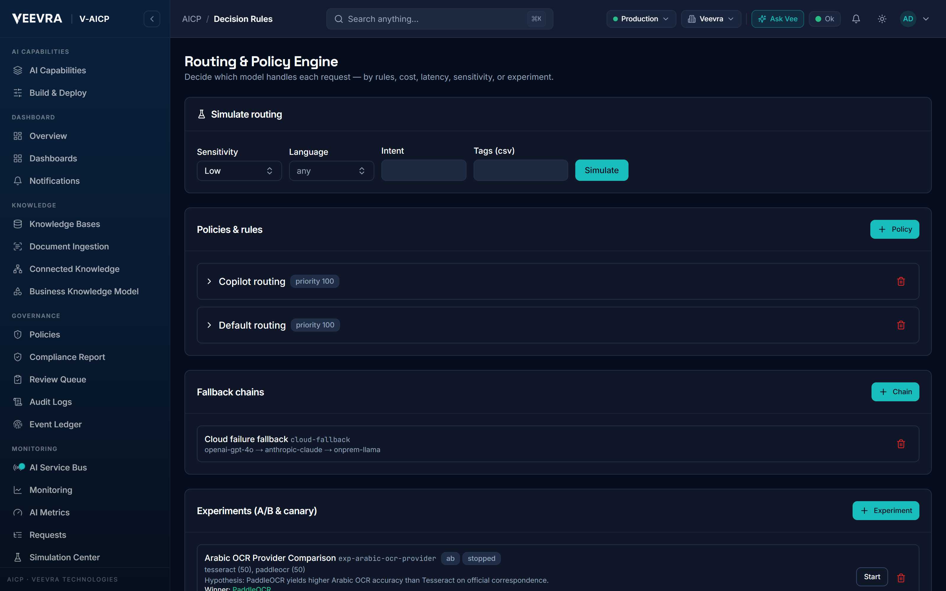 Routing & policy engine