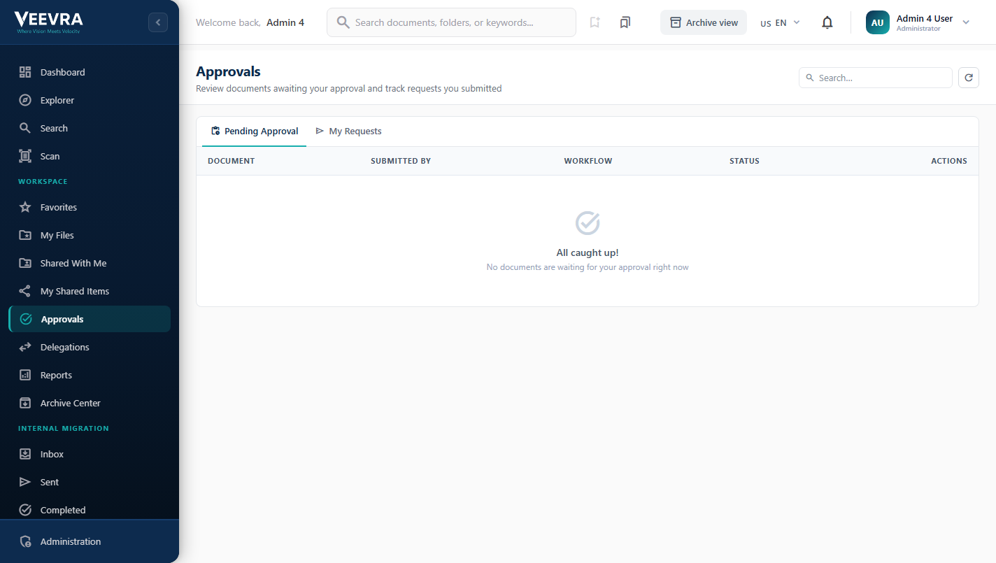 Document approvals workflow