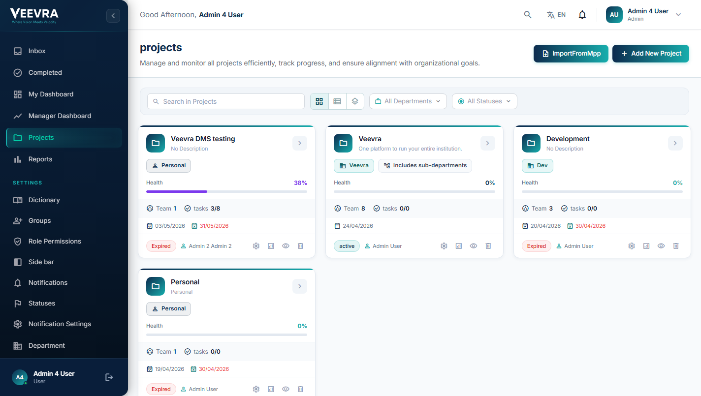 Project portfolio view